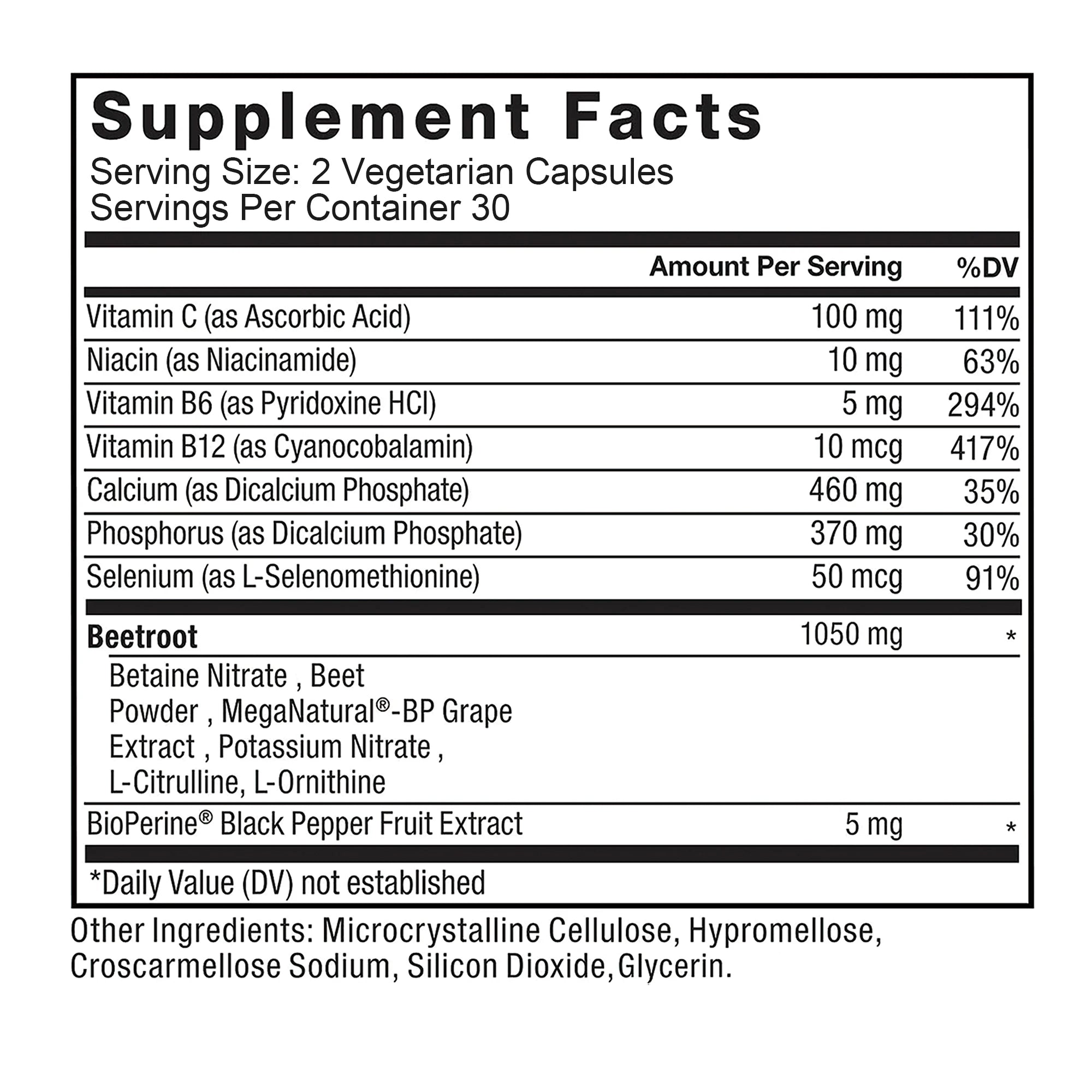 Total Beets Supplement - Enhances Energy, Endurance, Heart Health, Blood Pressure Support, Improves Circulation - 60 Capsules