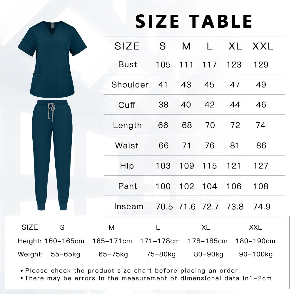S-2XL Nursing Top+Jogging Pants Beauty Salon Work Suit Soft Feeling Medical Surgical Scrub Set Women Men Working Uniform Lab Set