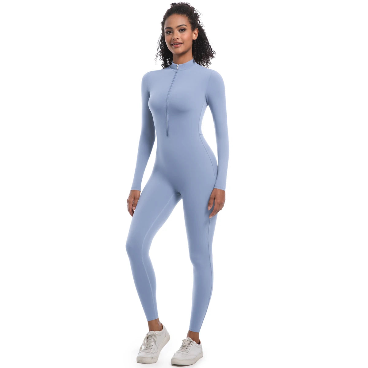 Yoga Jumpsuit Women Seamless Sports Zipper Jumpsuit Set Gym Long Sleeve Fitness Suit Elastic Gym Workout Bodysuit Athletic Wear