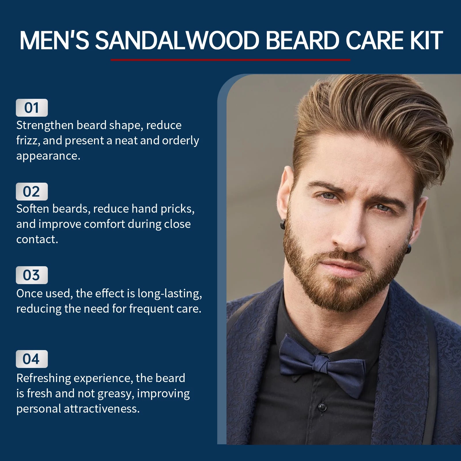 Beard Care Kit for Men Moustache Growth Oil Moisturizing Beard Cleaner Anti Hair Loss Shampoo Hair Enhancement Kit comb Gift Man
