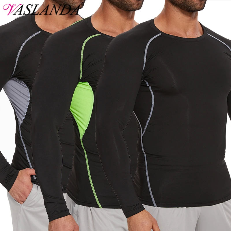 Men's Compression Shirts Long Sleeve Athletic Workout Base Layer Quick Dry Fit Basketball Football Tops Running Gear Undershirts