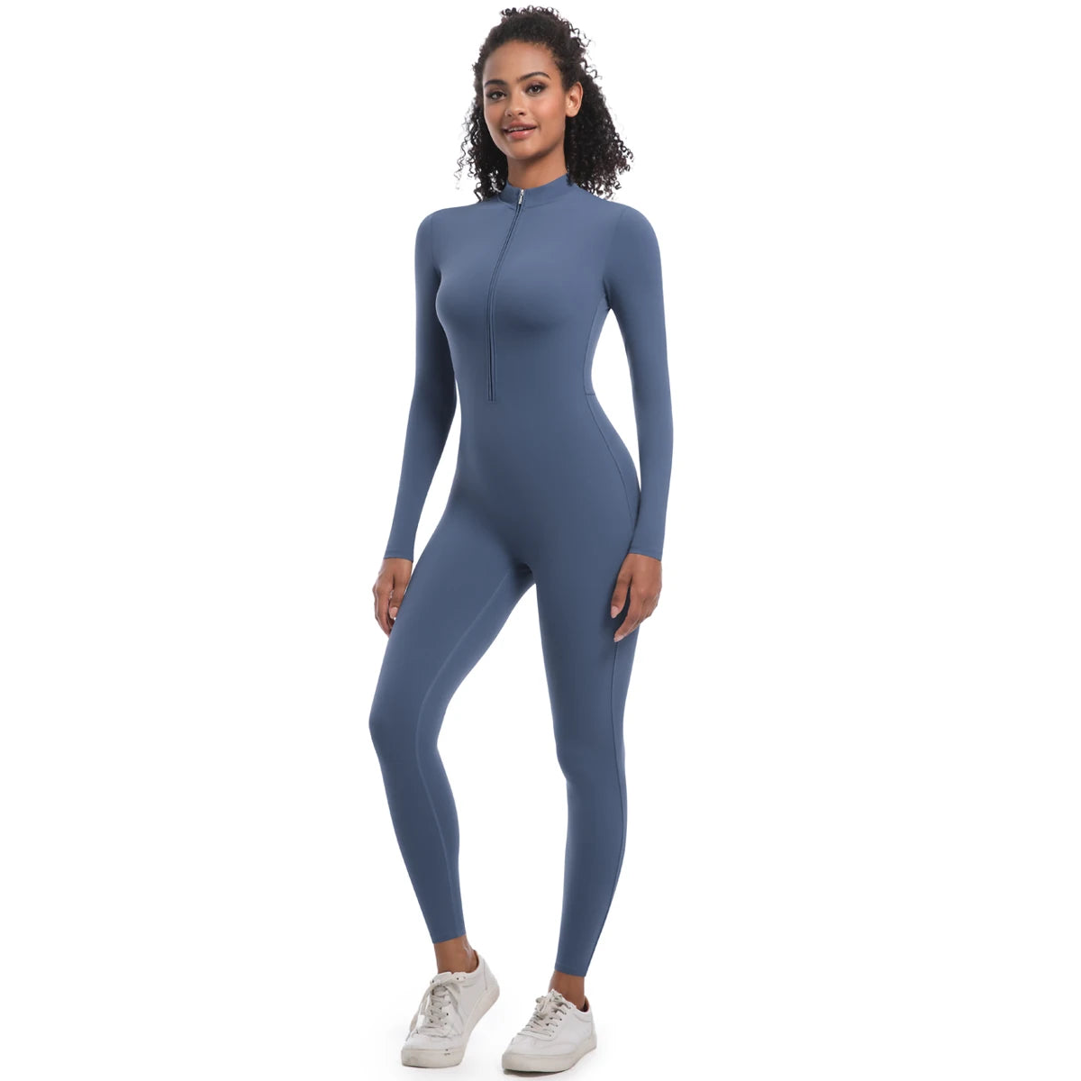 Yoga Jumpsuit Women Seamless Sports Zipper Jumpsuit Set Gym Long Sleeve Fitness Suit Elastic Gym Workout Bodysuit Athletic Wear