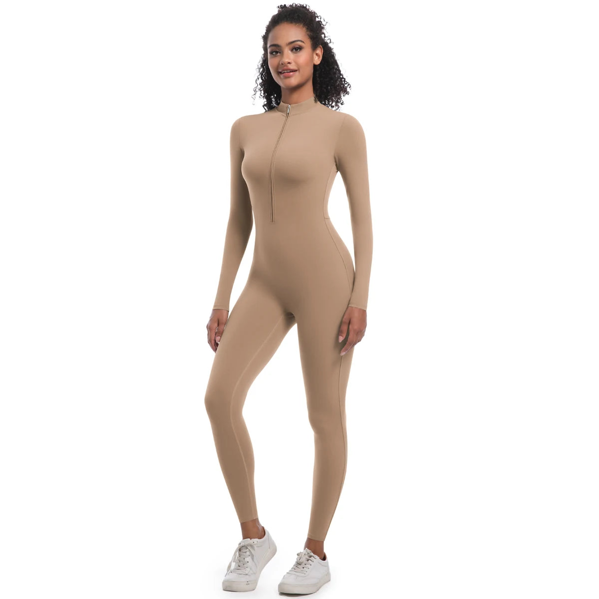 Yoga Jumpsuit Women Seamless Sports Zipper Jumpsuit Set Gym Long Sleeve Fitness Suit Elastic Gym Workout Bodysuit Athletic Wear