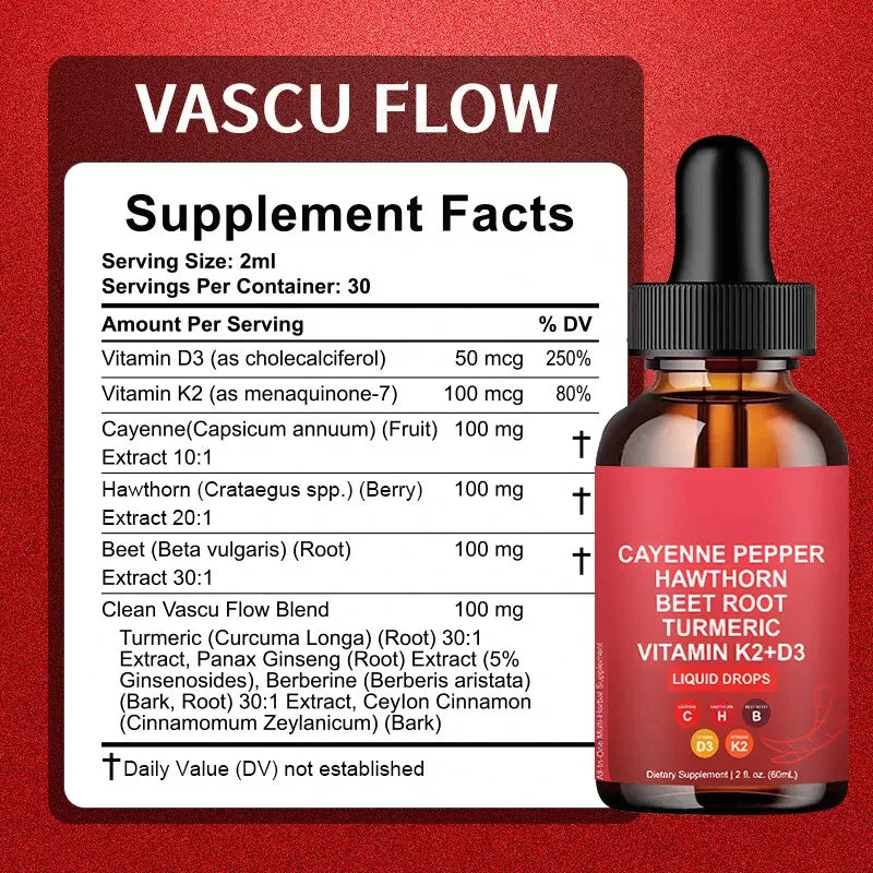 Cayenne Pepper Hawthorn Beet Root Turmeric Vitamin K2+D3 Drops Free Shipping