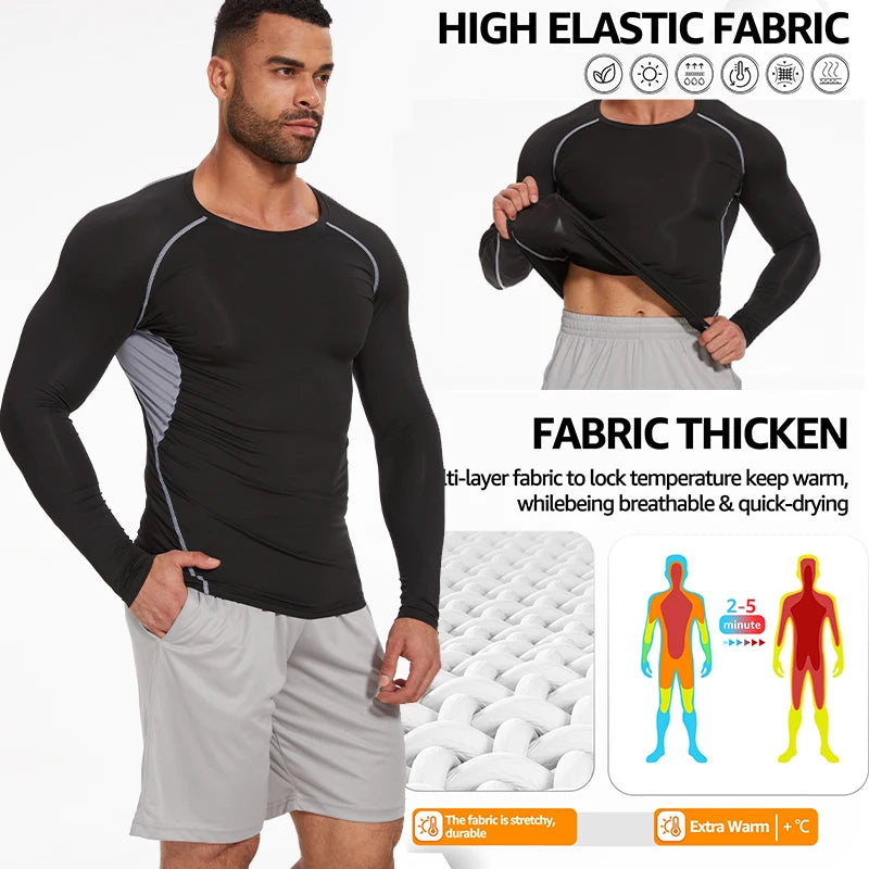 Men's Compression Shirts Long Sleeve Athletic Workout Base Layer Quick Dry Fit Basketball Football Tops Running Gear Undershirts