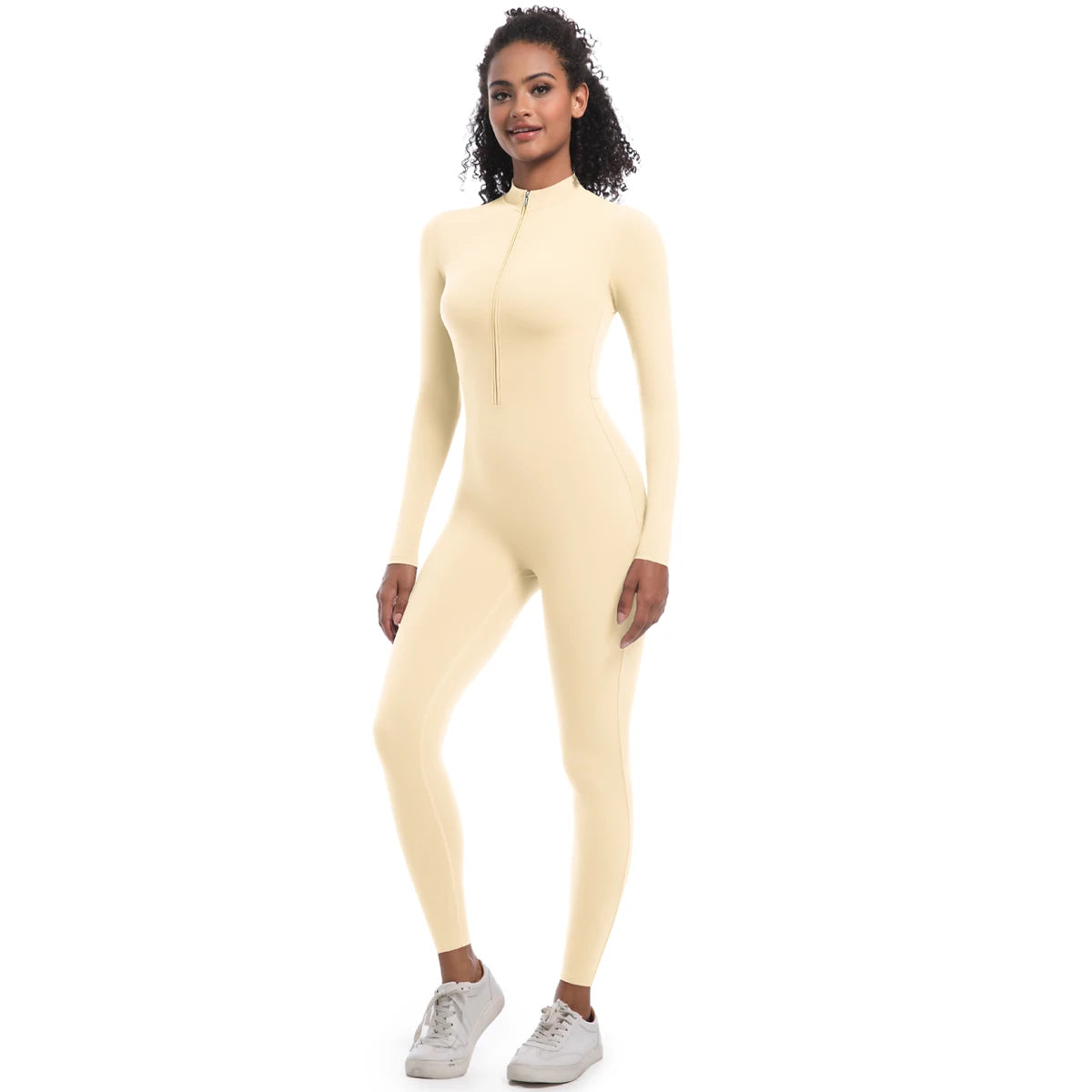 Yoga Jumpsuit Women Seamless Sports Zipper Jumpsuit Set Gym Long Sleeve Fitness Suit Elastic Gym Workout Bodysuit Athletic Wear