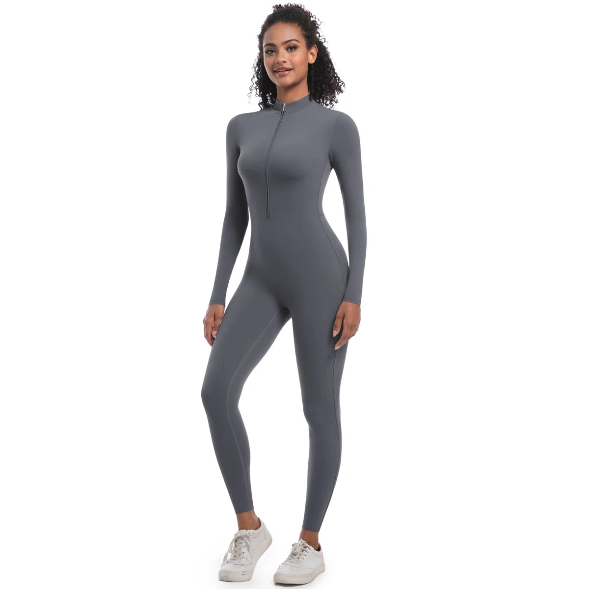 Yoga Jumpsuit Women Seamless Sports Zipper Jumpsuit Set Gym Long Sleeve Fitness Suit Elastic Gym Workout Bodysuit Athletic Wear