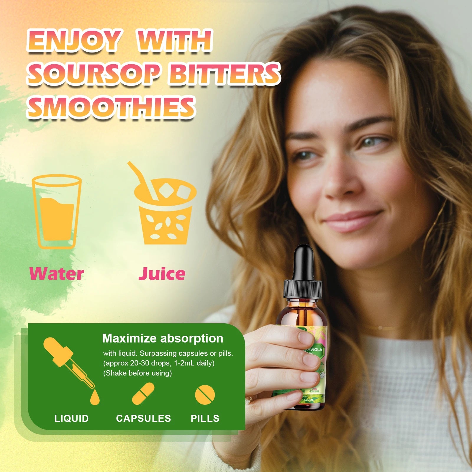 BEWORTHS 60ML Soursop Graviola Extract Drops Black Seed Oil Support Immunity and Kidney Health,Detox,Antioxidation Gluten-Free