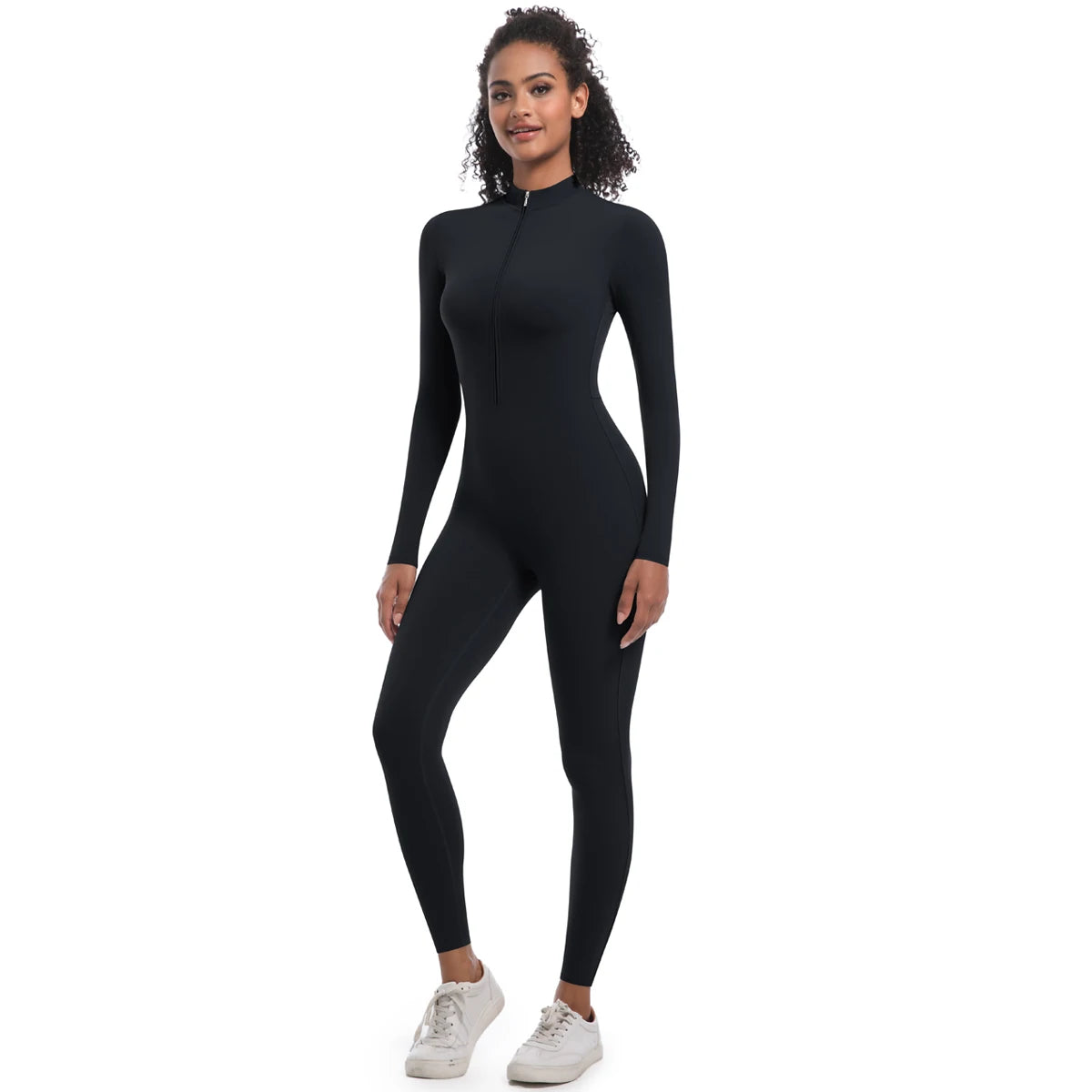 Yoga Jumpsuit Women Seamless Sports Zipper Jumpsuit Set Gym Long Sleeve Fitness Suit Elastic Gym Workout Bodysuit Athletic Wear
