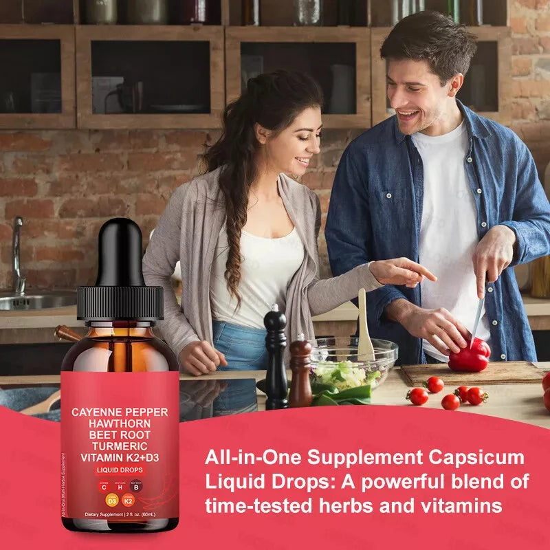 Cayenne Pepper Hawthorn Beet Root Turmeric Vitamin K2+D3 Drops Free Shipping