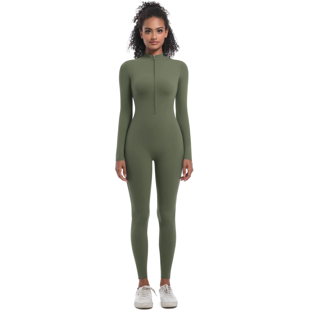 Yoga Jumpsuit Women Seamless Sports Zipper Jumpsuit Set Gym Long Sleeve Fitness Suit Elastic Gym Workout Bodysuit Athletic Wear