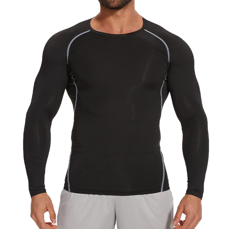 Men's Compression Shirts Long Sleeve Athletic Workout Base Layer Quick Dry Fit Basketball Football Tops Running Gear Undershirts