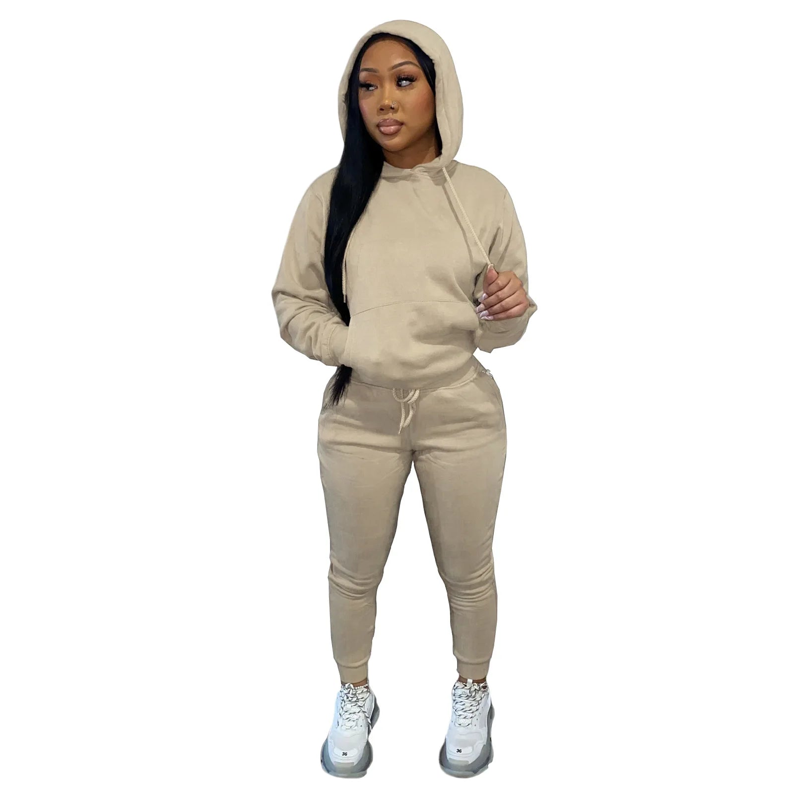 2025 women fashion trend hoodie casual two-piece suit jacket pants fashion size Woman Casual Fitness Jogging Sports Sets S-3XL
