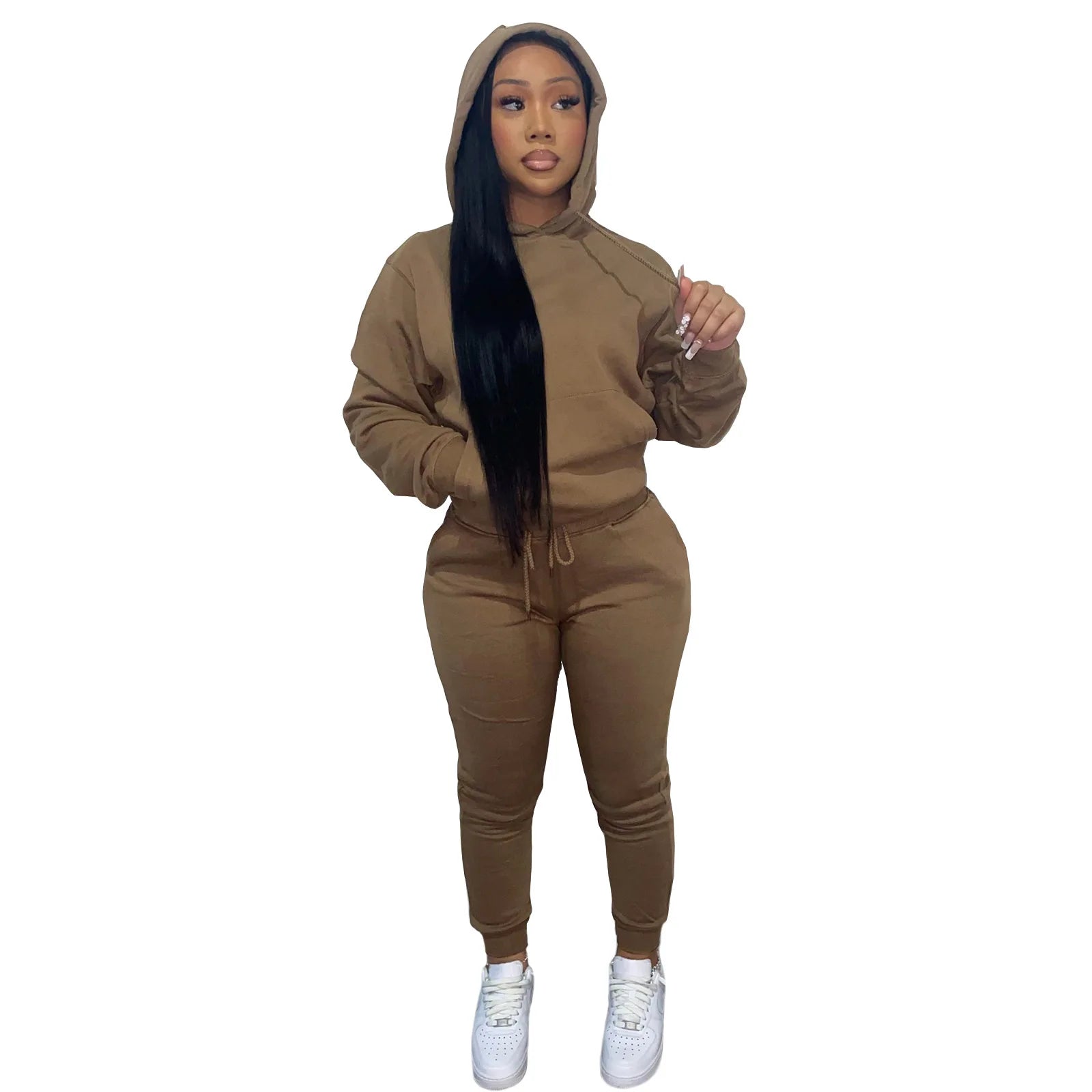 2025 women fashion trend hoodie casual two-piece suit jacket pants fashion size Woman Casual Fitness Jogging Sports Sets S-3XL