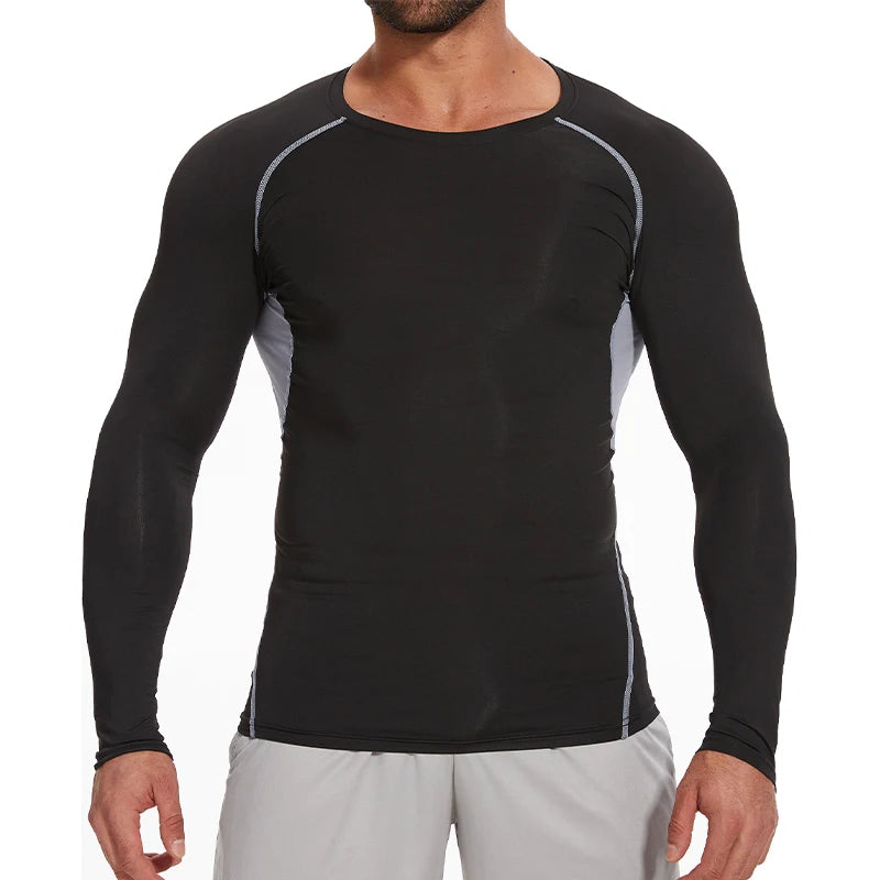 Men's Compression Shirts Long Sleeve Athletic Workout Base Layer Quick Dry Fit Basketball Football Tops Running Gear Undershirts