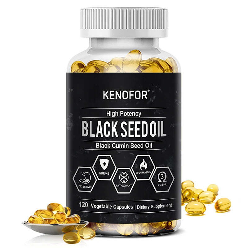 Black Seed Oil Capsules - Cold Pressed Organic Black Cumin Seed Oil for Immune System, Digestion, Skin, Hair, Heart Health